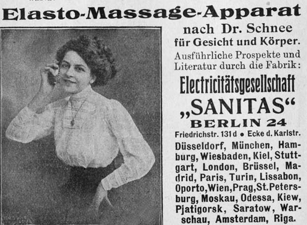 Frauenlüste durch Massagen: Anzeige 1912